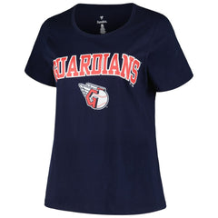 Navy Cleveland Guardians Profile Women's Plus Size Arch Logo T-Shirt