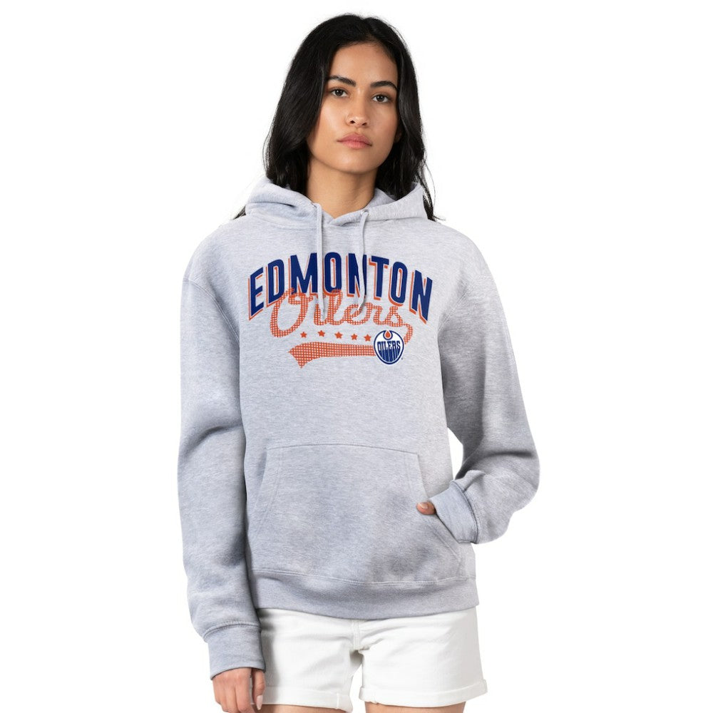 NHL Edmonton Oilers G-III 4Her by Carl Banks Women's Filigree Logo Pullover Hoodie – Gray