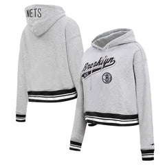 Brooklyn Nets Pro Standard Women's Script Tail Cropped Pullover Hoodie