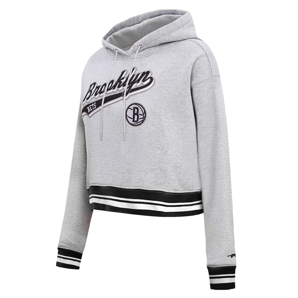 Brooklyn Nets Pro Standard Women's Script Tail Cropped Pullover Hoodie