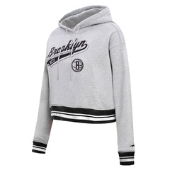 Brooklyn Nets Pro Standard Women's Script Tail Cropped Pullover Hoodie
