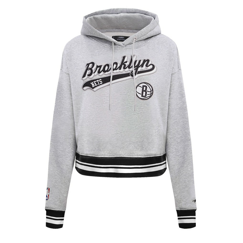 Brooklyn Nets Pro Standard Women's Script Tail Cropped Pullover Hoodie
