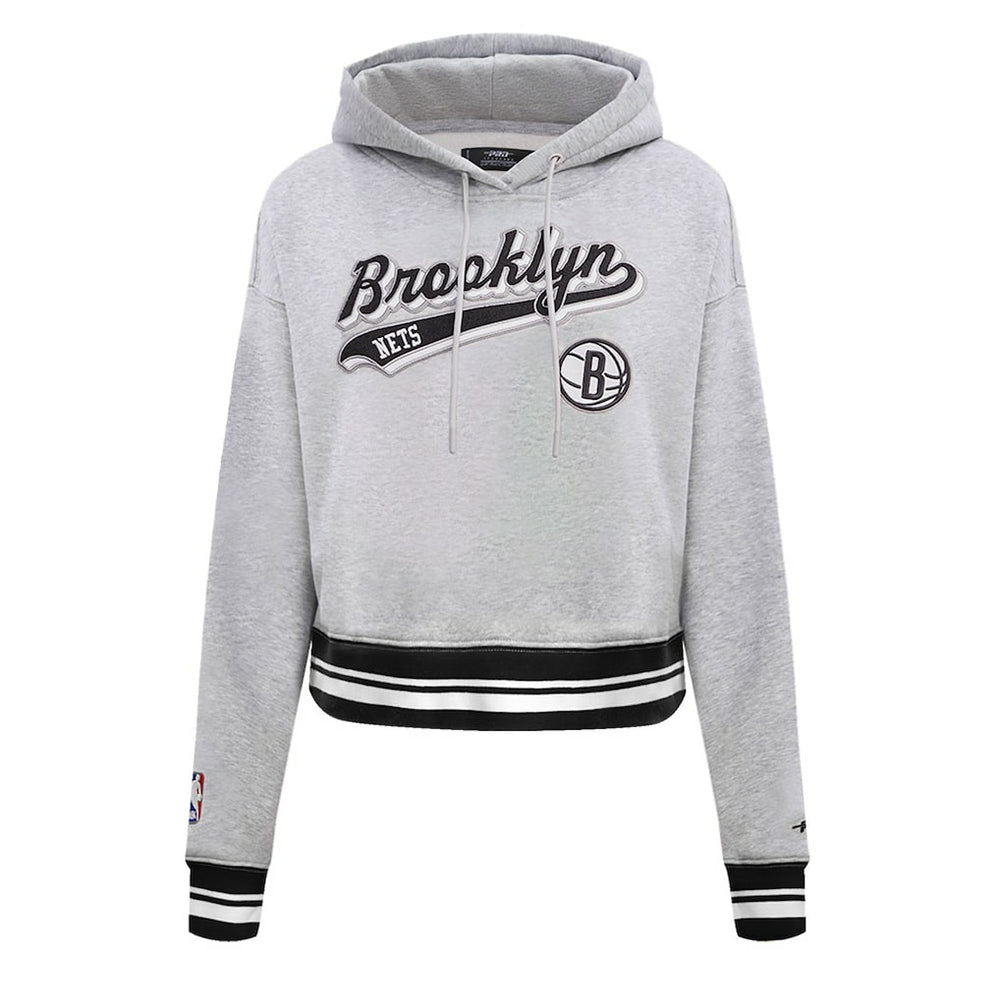 Brooklyn Nets Pro Standard Women's Script Tail Cropped Pullover Hoodie