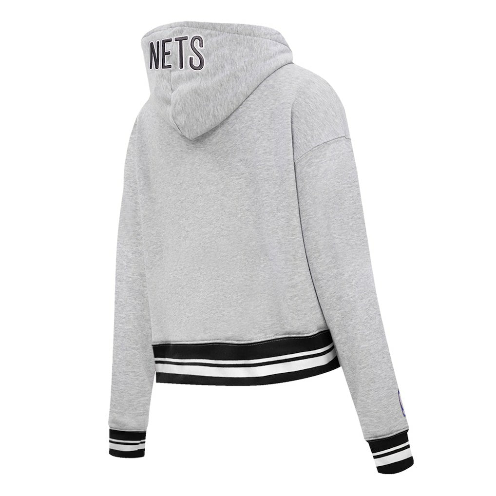 Brooklyn Nets Pro Standard Women's Script Tail Cropped Pullover Hoodie
