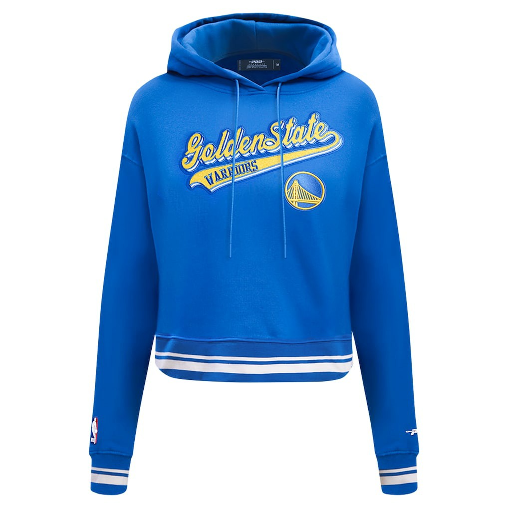 Golden State Warriors Pro Standard Women's Script Tail Cropped Pullover Hoodie sale