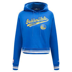 Golden State Warriors Pro Standard Women's Script Tail Cropped Pullover Hoodie sale