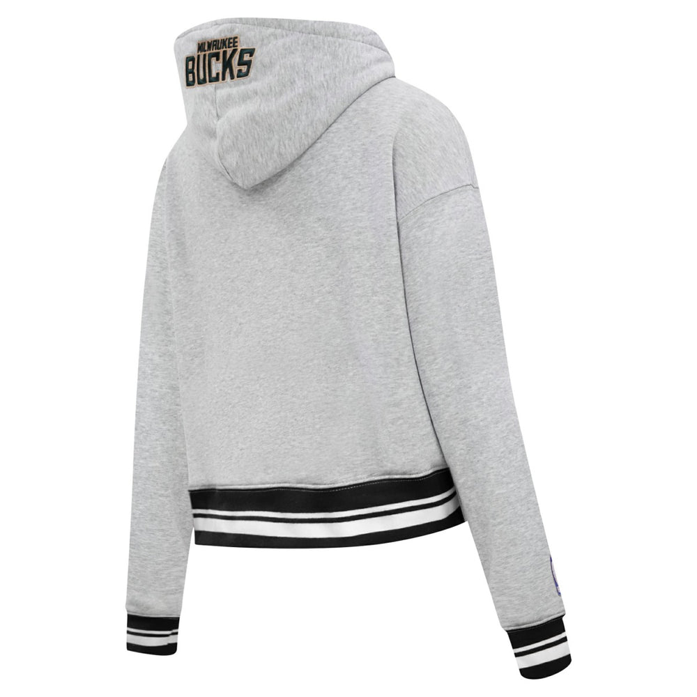 Milwaukee Bucks Pro Standard Women's Script Tail Cropped Pullover Hoodie