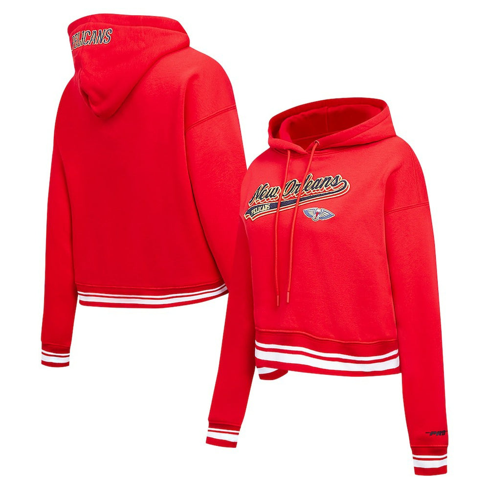New Orleans Pelicans Pro Standard Women's Script Tail Cropped Pullover Hoodie