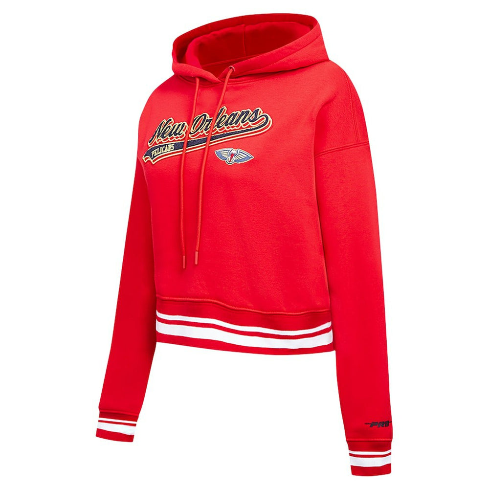 New Orleans Pelicans Pro Standard Women's Script Tail Cropped Pullover Hoodie