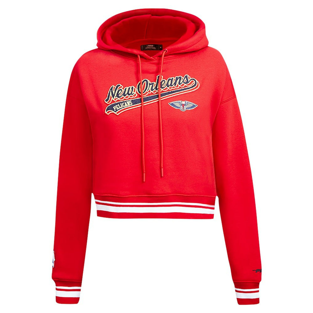 New Orleans Pelicans Pro Standard Women's Script Tail Cropped Pullover Hoodie