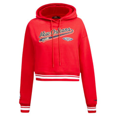 New Orleans Pelicans Pro Standard Women's Script Tail Cropped Pullover Hoodie