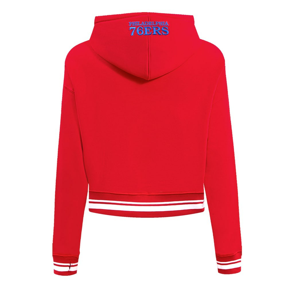 Philadelphia 76ers Pro Standard Women's Script Tail Cropped Pullover Hoodie