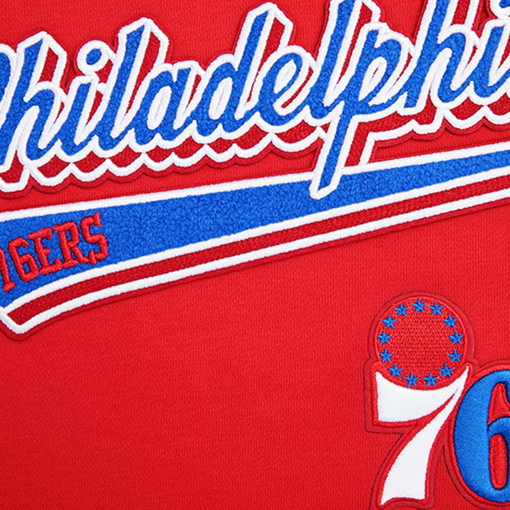 Philadelphia 76ers Pro Standard Women's Script Tail Cropped Pullover Hoodie
