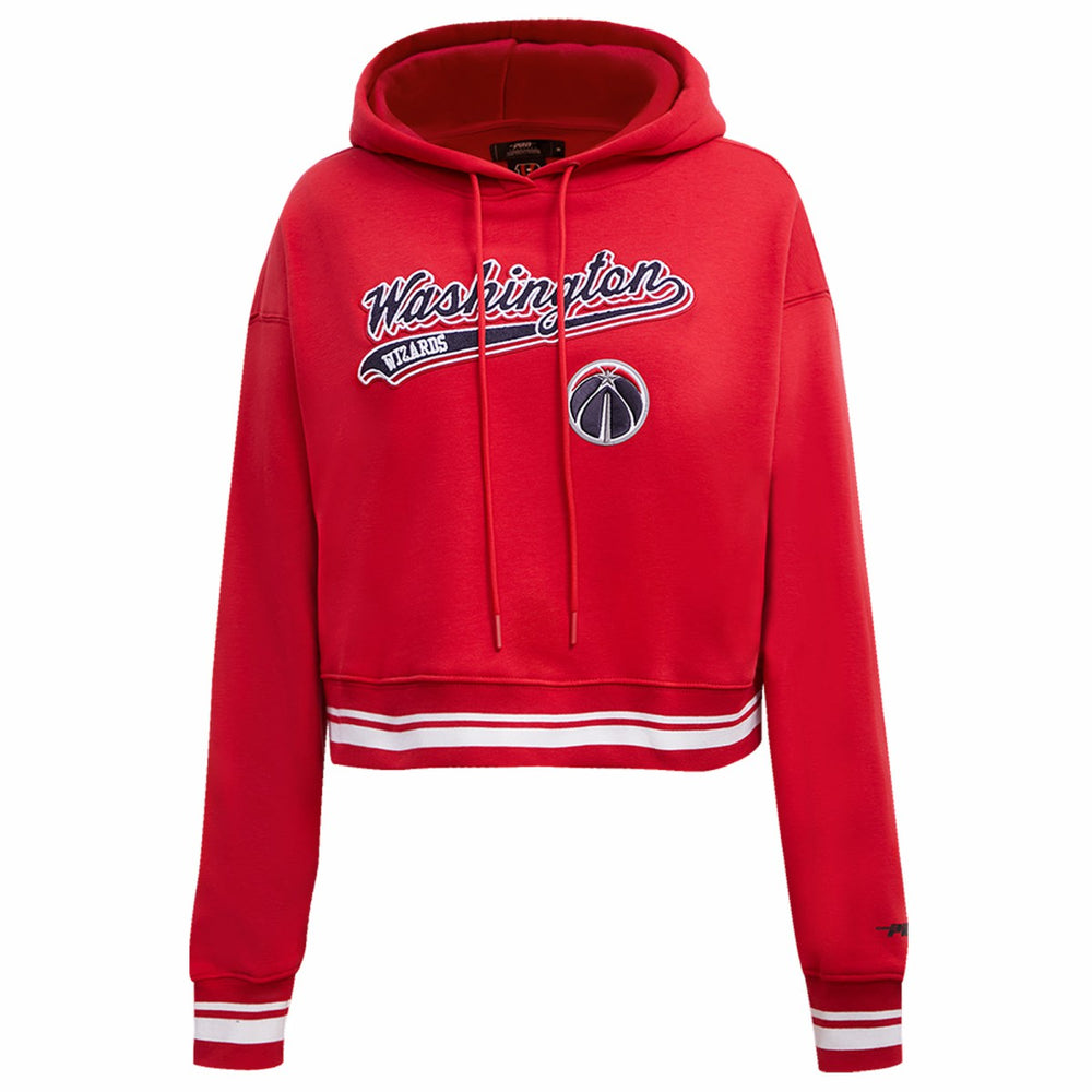 Washington Wizards Pro Standard Women's Script Tail Cropped Pullover Hoodie