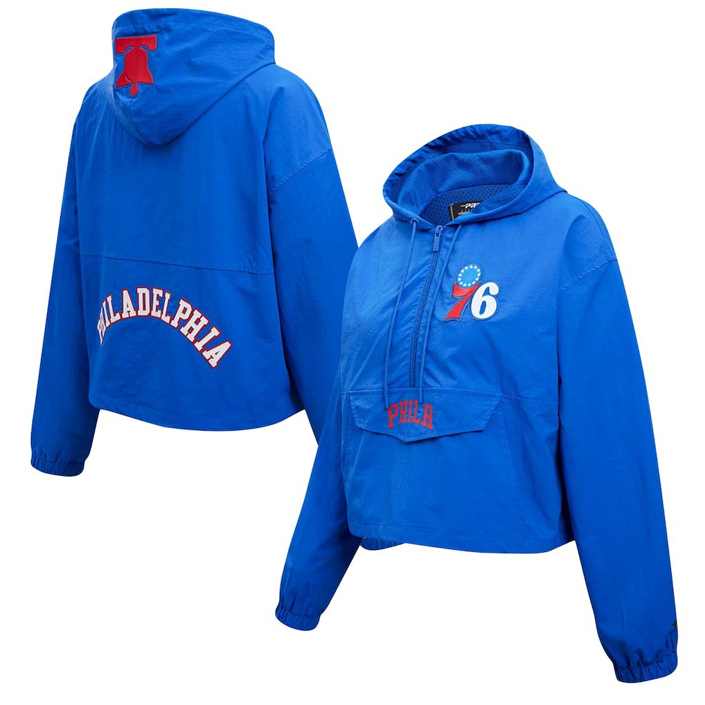 Philadelphia 76ers Pro Standard Classic Wind Woven Cropped Half-Zip Jacket
