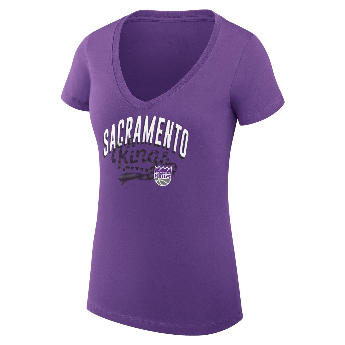 Sacramento Kings G-III 4Her by Carl Banks Women's Super-Slim Fit Lightweight Filigree Logo V-Neck T-Shirt