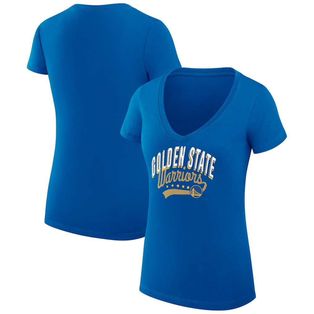 Golden State Warriors G-III 4Her by Carl Banks Women's Super-Slim Fit Lightweight Filigree Logo V-Neck T-Shirt sale