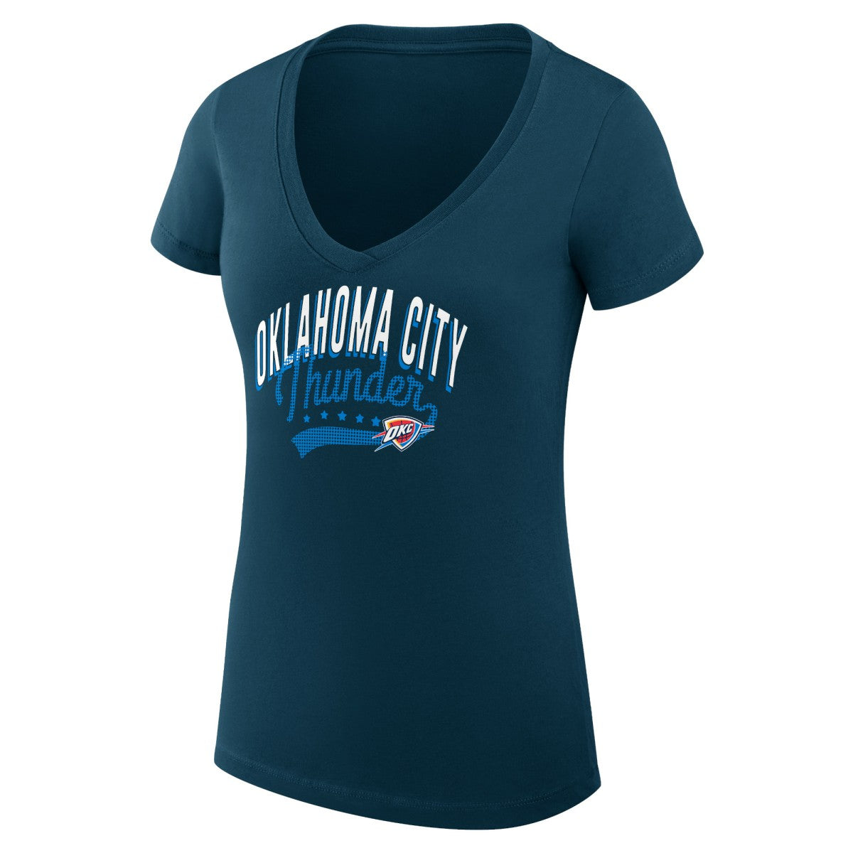 Oklahoma City Thunder G-III 4Her by Carl Banks Women's Super-Slim Fit Lightweight Filigree Logo V-Neck T-Shirt