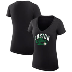 Boston Celtics G-III 4Her by Carl Banks Women's Super-Slim Fit Lightweight Filigree Logo V-Neck T-Shirt