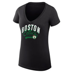 Boston Celtics G-III 4Her by Carl Banks Women's Super-Slim Fit Lightweight Filigree Logo V-Neck T-Shirt