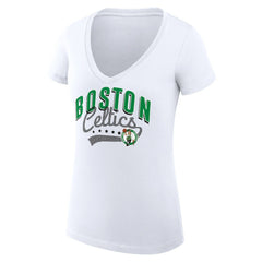 Boston Celtics G-III 4Her by Carl Banks Women's Super-Slim Fit Lightweight Filigree Logo V-Neck T-Shirt