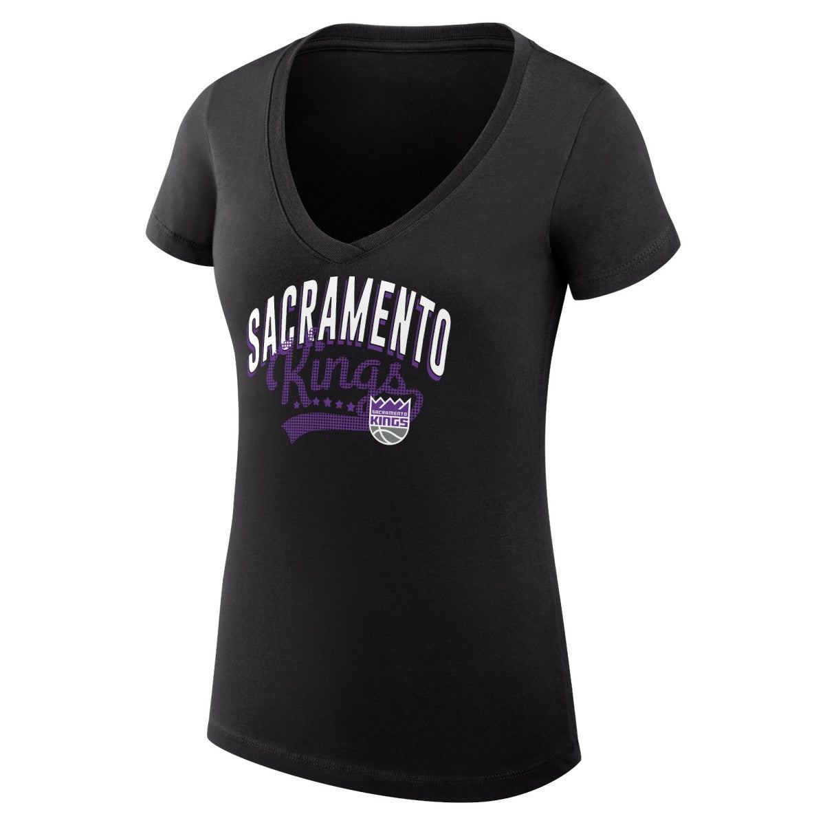 Sacramento Kings G-III 4Her by Carl Banks Women's Super-Slim Fit Lightweight Filigree Logo V-Neck T-Shirt