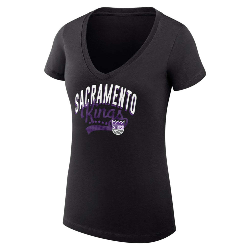 Sacramento Kings G-III 4Her by Carl Banks Women's Super-Slim Fit Lightweight Filigree Logo V-Neck T-Shirt