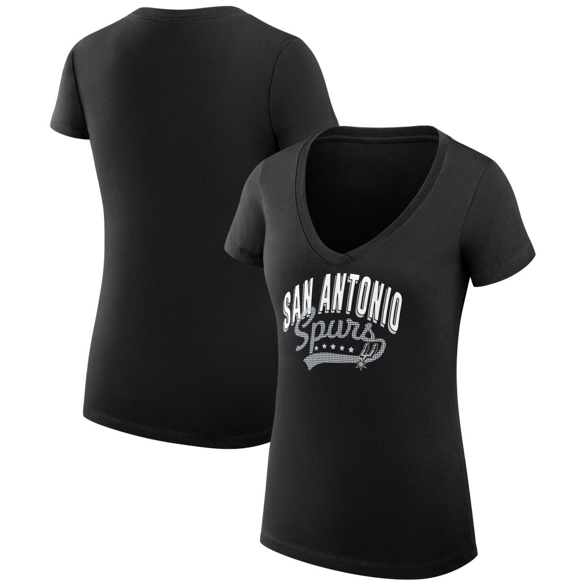 San Antonio Spurs G-III 4Her by Carl Banks Women's Super-Slim Fit Lightweight Filigree Logo V-Neck T-Shirt