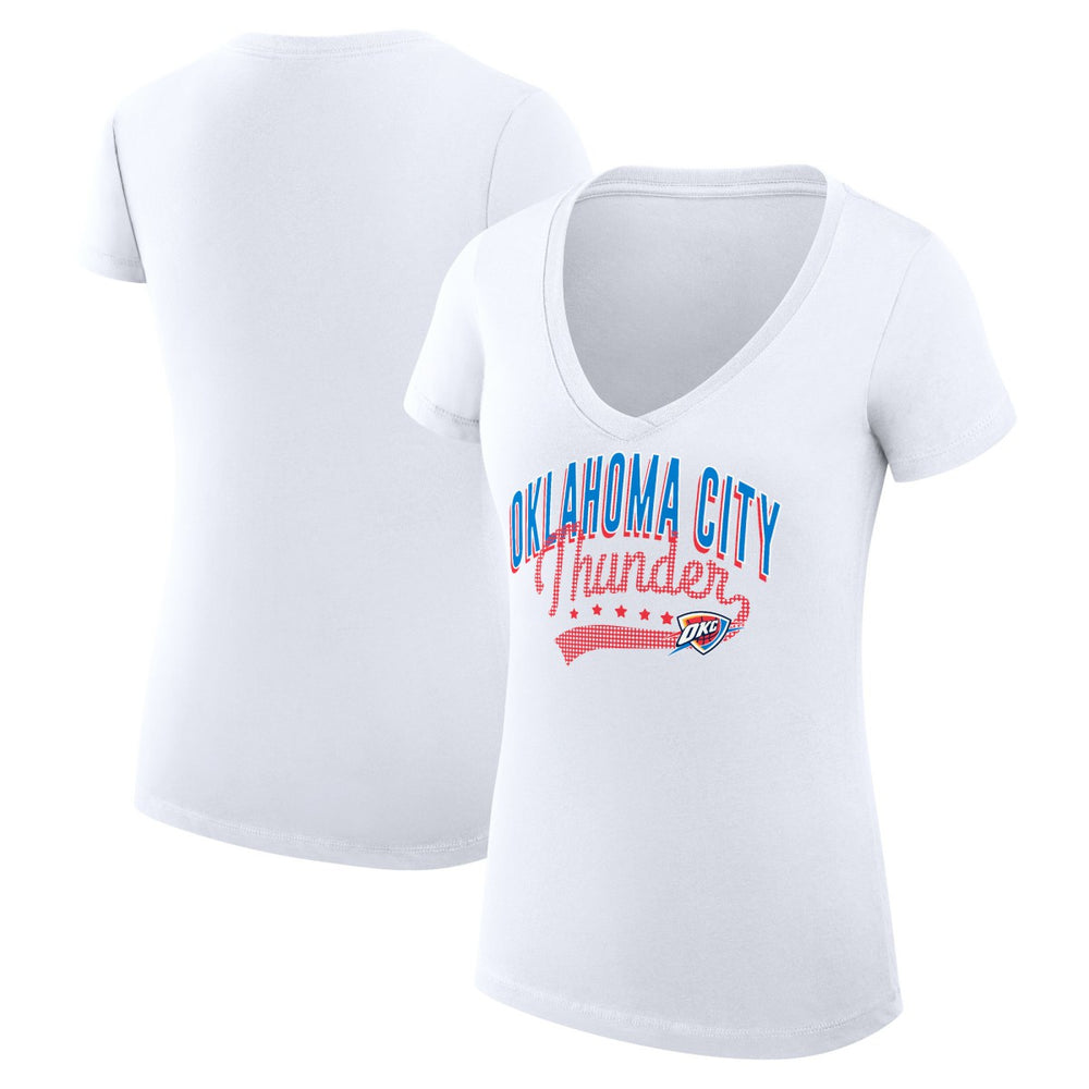 Oklahoma City Thunder G-III 4Her by Carl Banks Women's Super-Slim Fit Lightweight Filigree Logo V-Neck T-Shirt - White sale