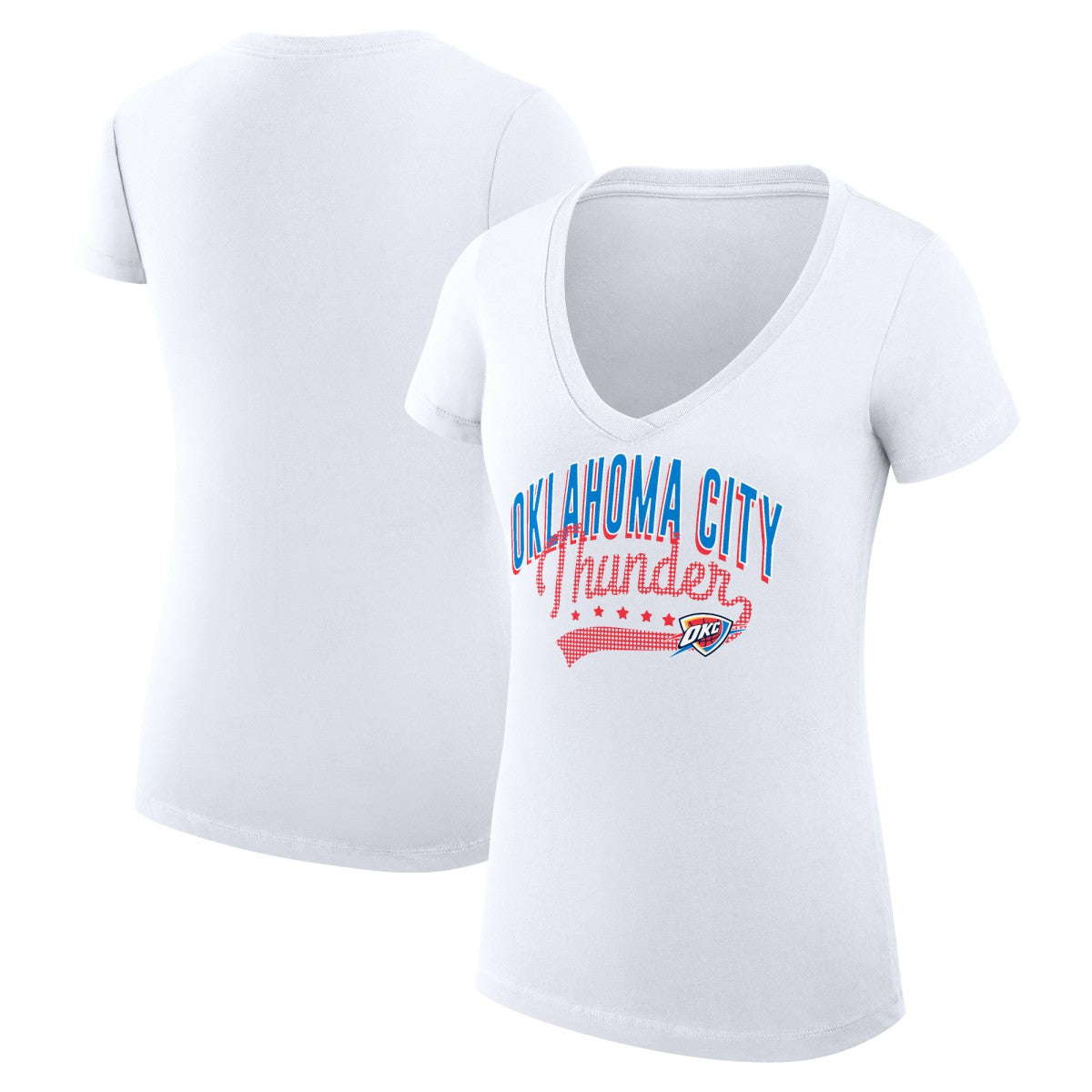 Oklahoma City Thunder G-III 4Her by Carl Banks Women's Super-Slim Fit Lightweight Filigree Logo V-Neck T-Shirt - White sale
