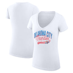 Oklahoma City Thunder G-III 4Her by Carl Banks Women's Super-Slim Fit Lightweight Filigree Logo V-Neck T-Shirt - White sale