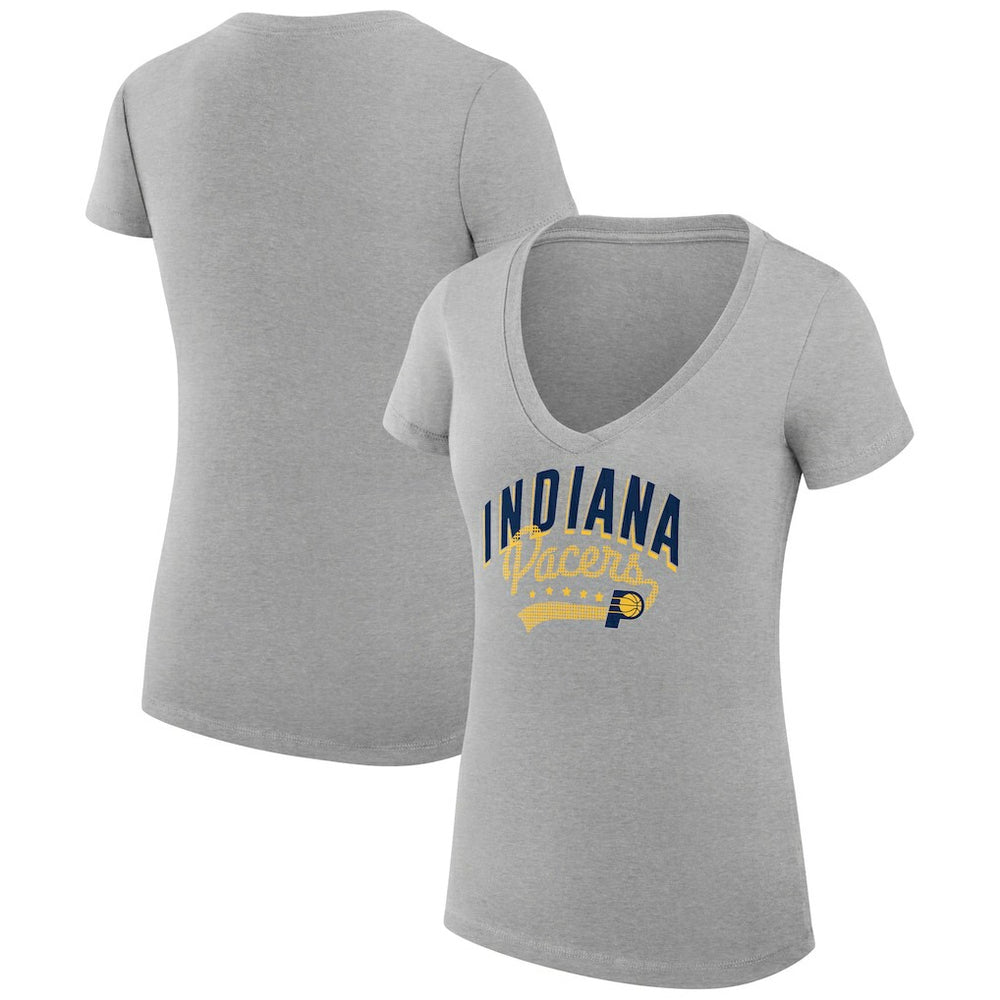 Indiana Pacers G-III 4Her by Carl Banks Women's Super-Slim Fit Lightweight Filigree Logo V-Neck T-Shirt