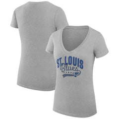 NHL St. Louis Blues G-III 4Her by Carl Banks Women's Super-Slim Fit Lightweight Filigree Logo V-Neck T-Shirt – Gray