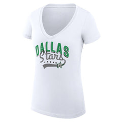 NHL Dallas Stars G-III 4Her by Carl Banks Women's Super-Slim Fit Lightweight Filigree Logo V-Neck T-Shirt – White