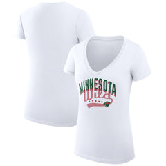 NHL Minnesota Wild G-III 4Her by Carl Banks Women's Super-Slim Fit Lightweight Filigree Logo V-Neck T-Shirt – White