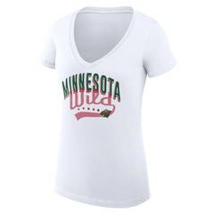 NHL Minnesota Wild G-III 4Her by Carl Banks Women's Super-Slim Fit Lightweight Filigree Logo V-Neck T-Shirt – White