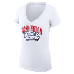 NHL Washington Capitals G-III 4Her by Carl Banks Women's Super-Slim Fit Lightweight Filigree Logo V-Neck T-Shirt – White