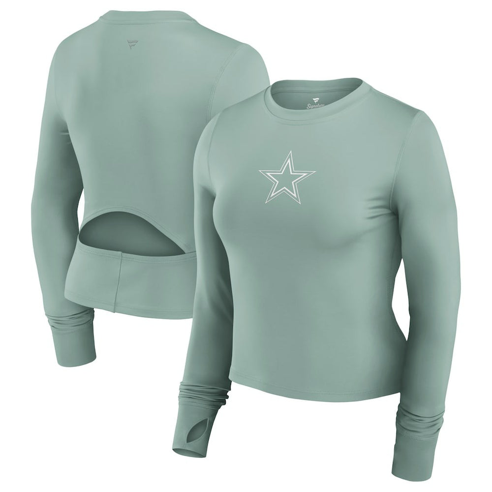 Women's Studio Fitted Long Sleeve Gym Top - Dallas Cowboys Tops