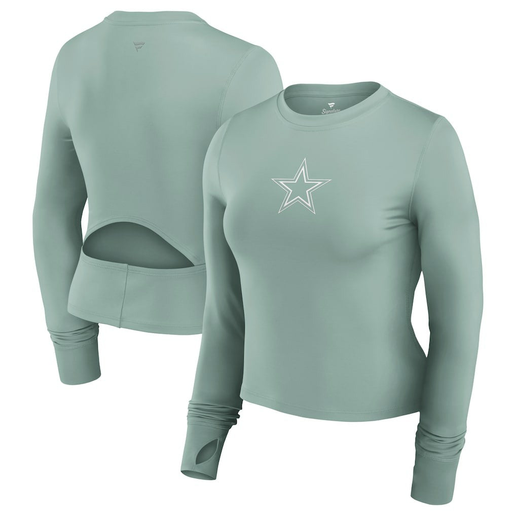 Women's Studio Fitted Long Sleeve Gym Top - Dallas Cowboys Tops