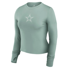 Women's Studio Fitted Long Sleeve Gym Top - Dallas Cowboys Tops
