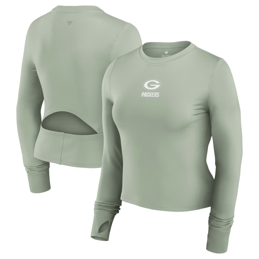 Women's Studio Fitted Long Sleeve Gym Top - Green Bay Packers Tops