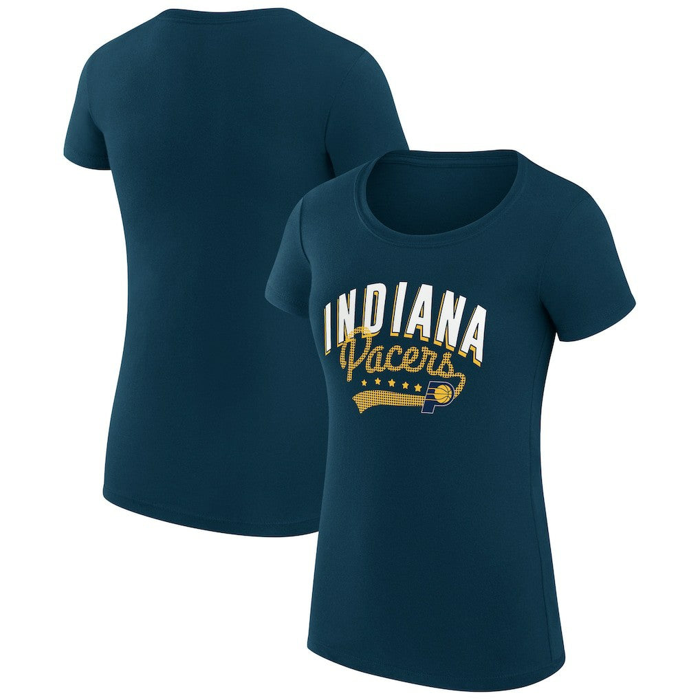 Indiana Pacers G-III 4Her by Carl Banks Women's Super-Slim Fit Lightweight Filigree Logo T-Shirt - Navy sale