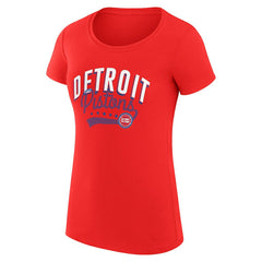 Detroit Pistons G-III 4Her by Carl Banks Women's Super-Slim Fit Lightweight Filigree Logo T-Shirt - Red for sale