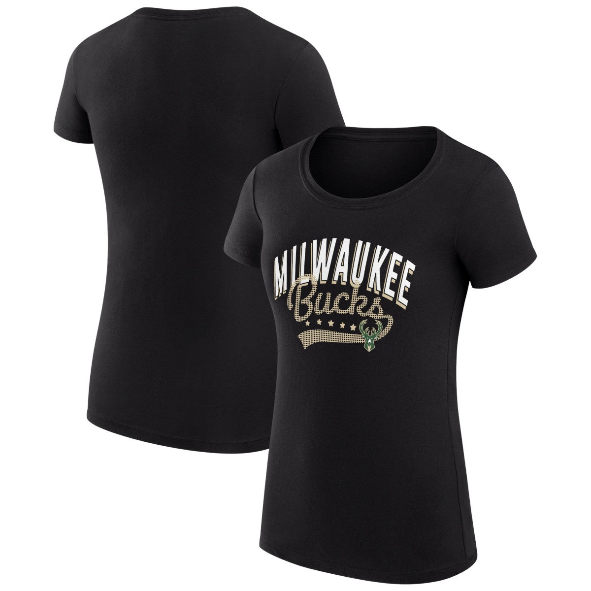Milwaukee Bucks G-III 4Her by Carl Banks Women's Super-Slim Fit Lightweight Filigree Logo T-Shirt - Black on sale