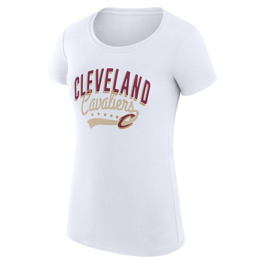 Cleveland Cavaliers G-III 4Her by Carl Banks Women's Super-Slim Fit Lightweight Filigree Logo T-Shirt - White on sale