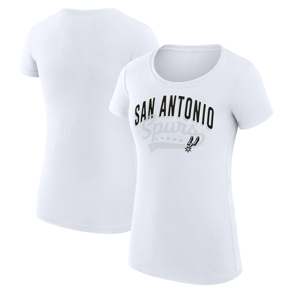 San Antonio Spurs G-III 4Her by Carl Banks Women's Super-Slim Fit Lightweight Filigree Logo T-Shirt - White for sale