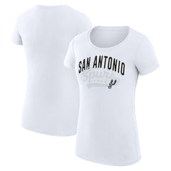 San Antonio Spurs G-III 4Her by Carl Banks Women's Super-Slim Fit Lightweight Filigree Logo T-Shirt - White for sale