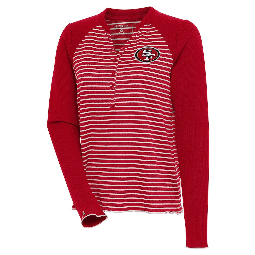 Antigua Women's Maverick Long Sleeve Henley T-Shirt - San Francisco 49ers T-shirts