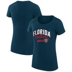 NHL Florida Panthers G-III 4Her by Carl Banks Women's Super-Slim Fit Lightweight Filigree Logo T-Shirt – Navy