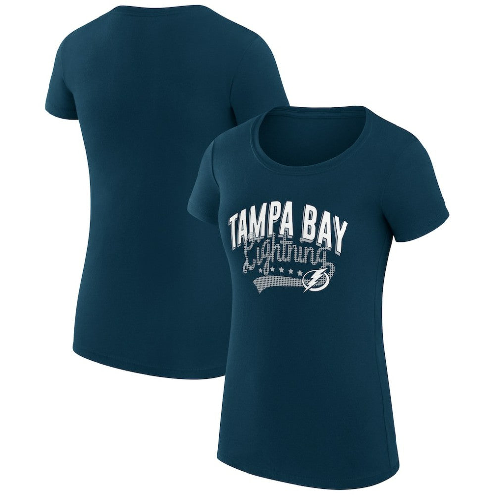 NHL Tampa Bay Lightning G-III 4Her by Carl Banks Women's Super-Slim Fit Lightweight Filigree Logo T-Shirt – Navy